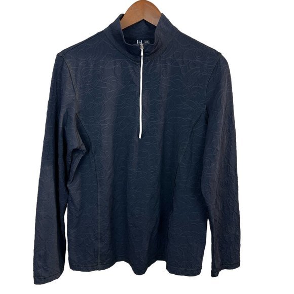 Sno Skins 1/4 Zip‎ Pullover XXL Black Texture Mid Layer Stretch Shirt Active - Picture 1 of 10